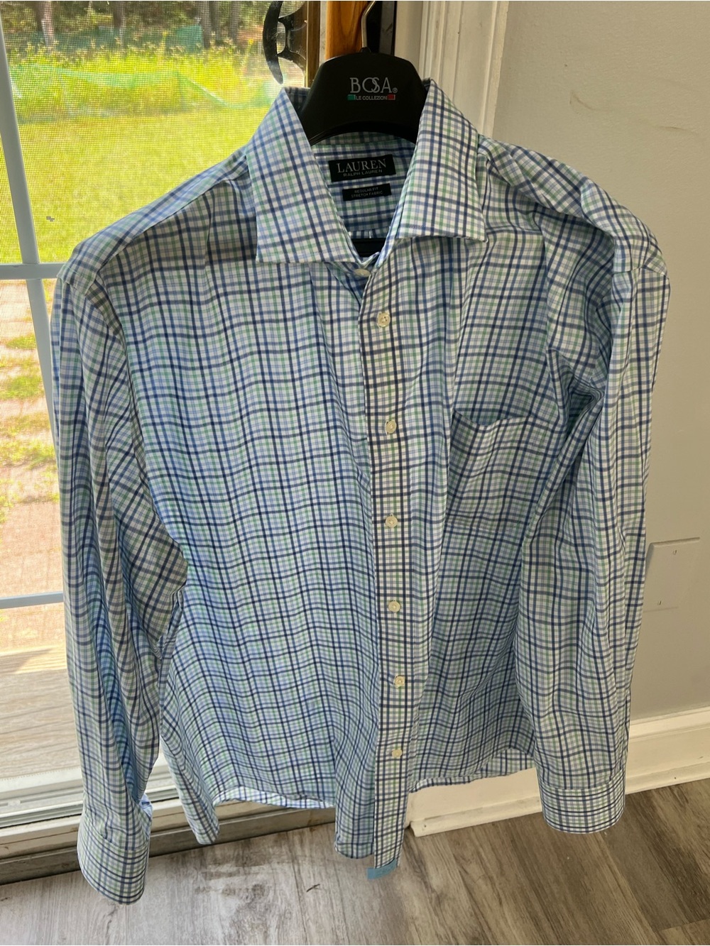 Ralph Lauren Blue & Green Plaid Button-Down Dress Shirt
